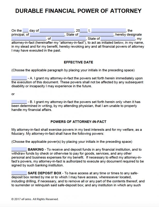 free printable power of attorney forms