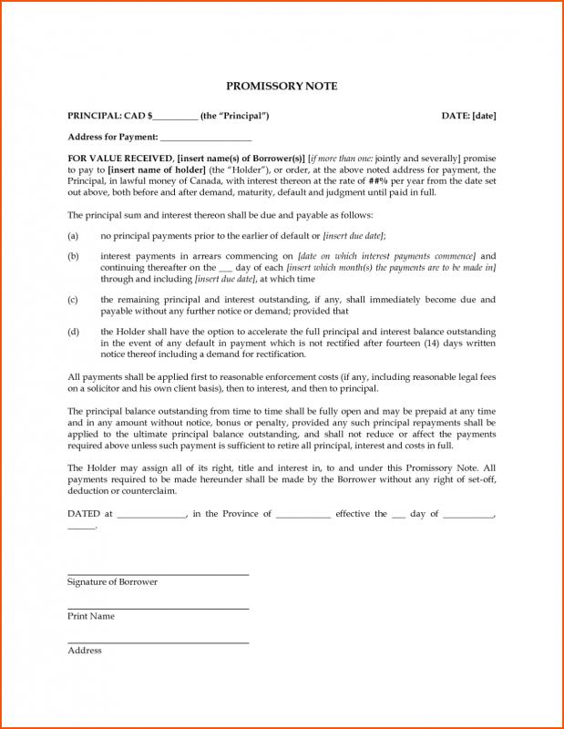 free printable promissory note