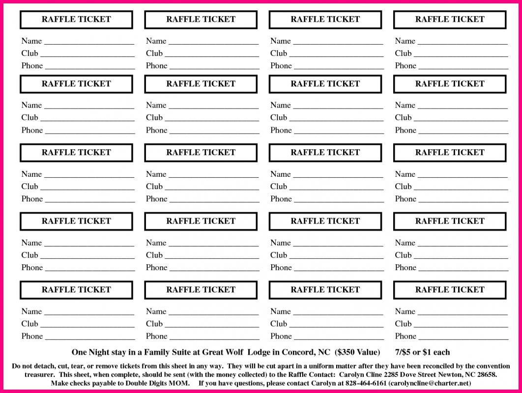 Free Printable Raffle Tickets Template Business