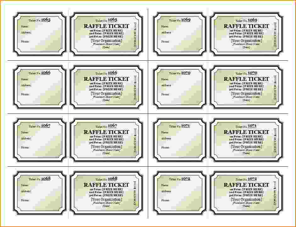 free printable raffle tickets template business