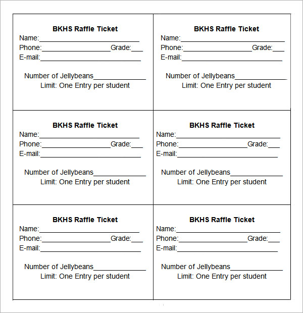 Free Printable Raffle Tickets Pdf Word