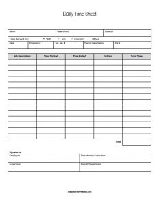 free printable time sheets free printable daily time sheet