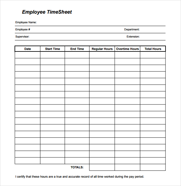 free printable time sheets