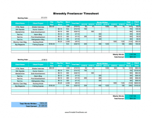 free printable time sheets pdf freelance biweekly