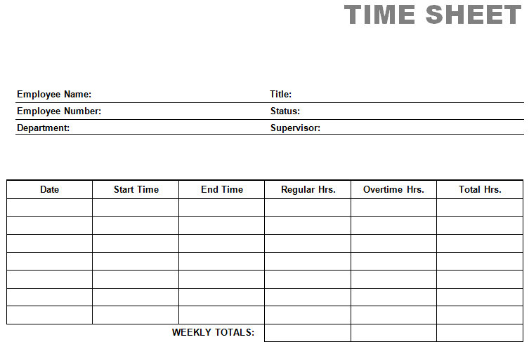 free printable time sheets