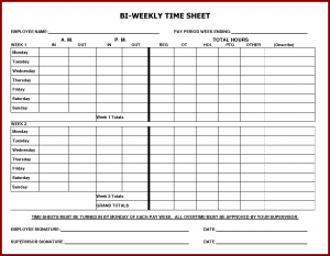 free printable time sheets printable weekly time sheet