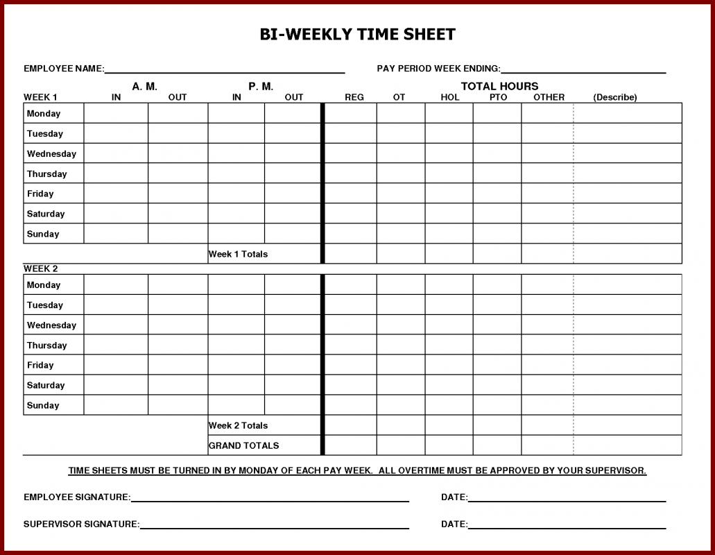 free printable time sheets