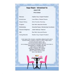 free printable wedding program templates word tea party program template