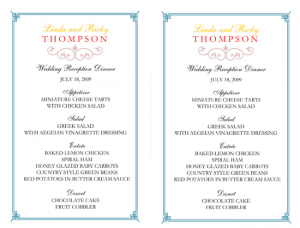 free printable wedding program templates word wedding reception menu template x