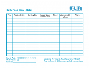 free program template food log template