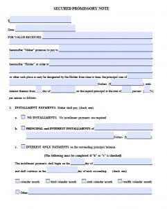 free promissory note template for personal loan secured promissory note template