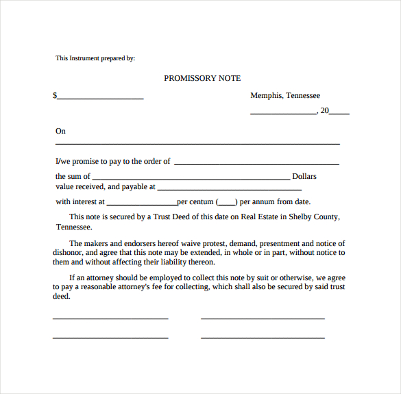 free promissory note template