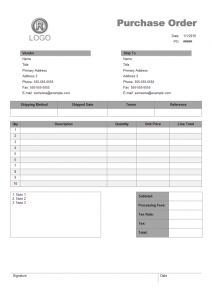 free purchase order template purchase order