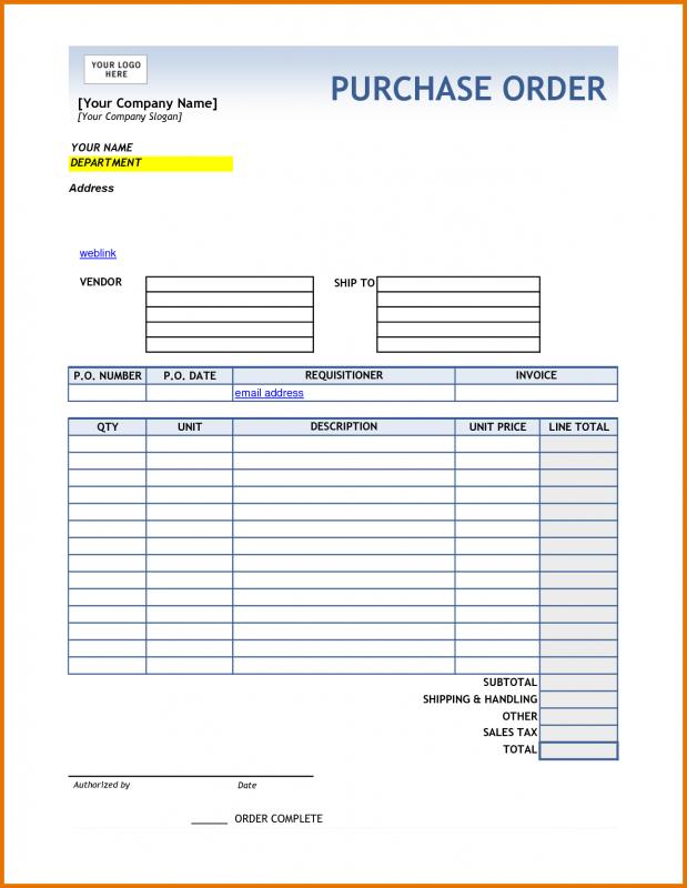 free purchase order template