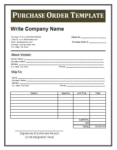 free purchase order template