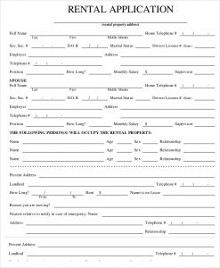 free rental application form property rental application form template