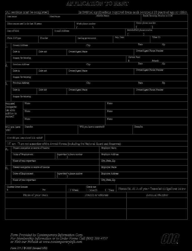 free rental application form