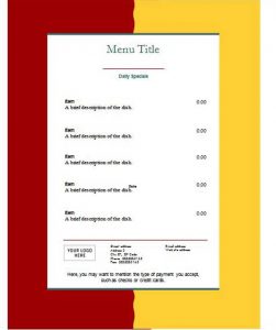 free restaurant menu templates for word free restaurant menu templates