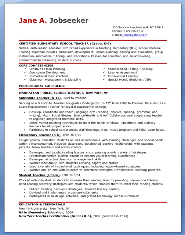 example of teacher resume objective