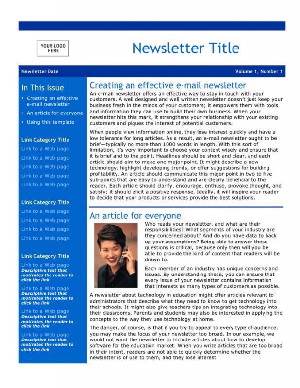 free school newsletter templates