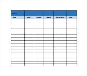 free spreadsheet template password log spreadsheet free excel template download