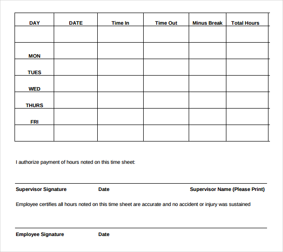 free timesheet template