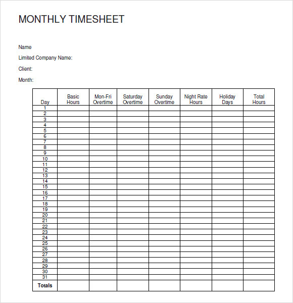 free timesheet template