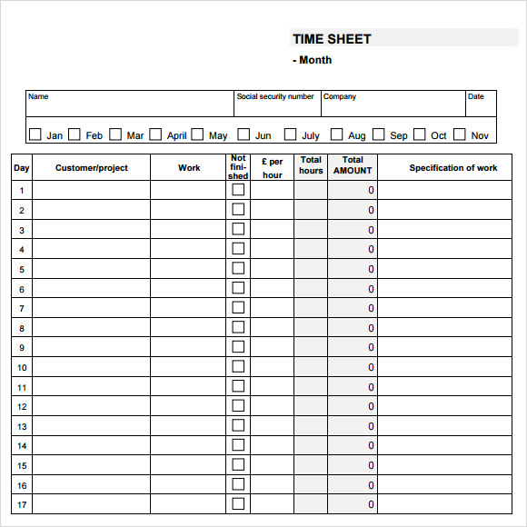 free timesheet template