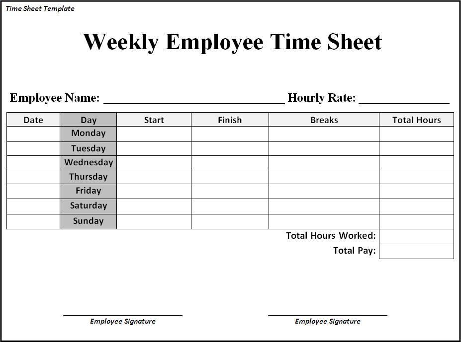 free timesheet template