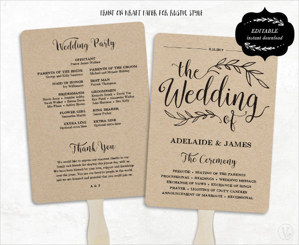 free wedding program fan templates