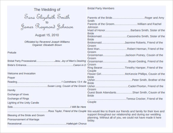 free wedding program template