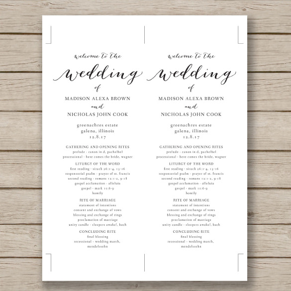 free wedding program template