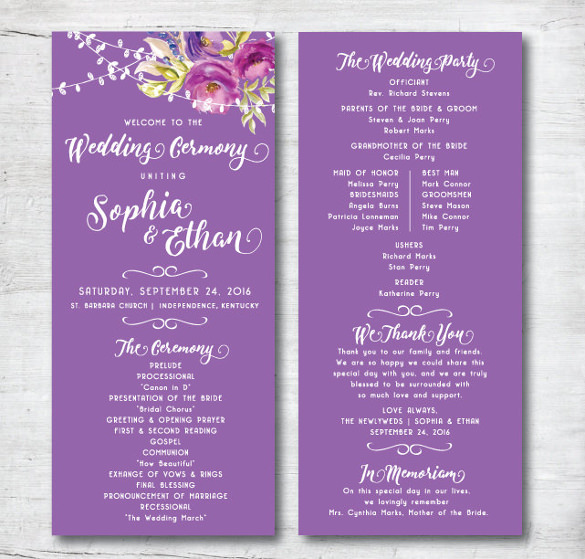 free wedding program templates