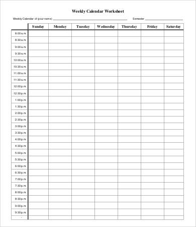 free weekly calendar