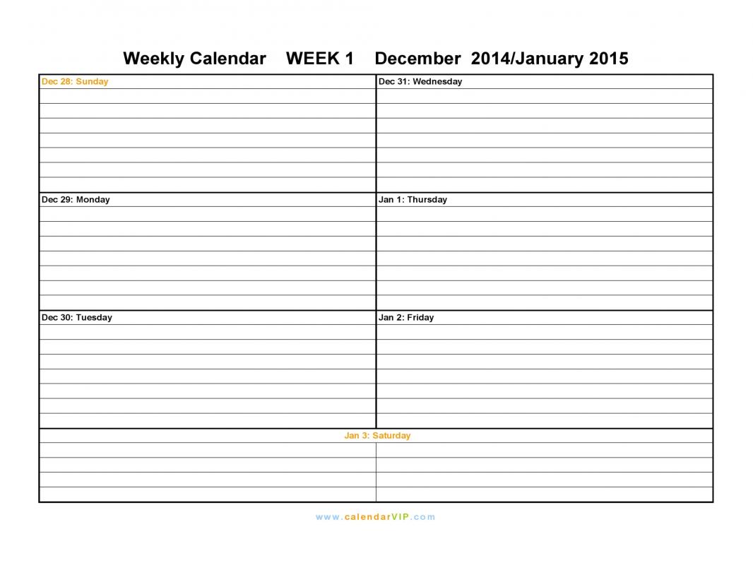 free weekly calendar