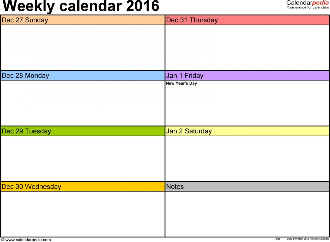 free weekly calendar