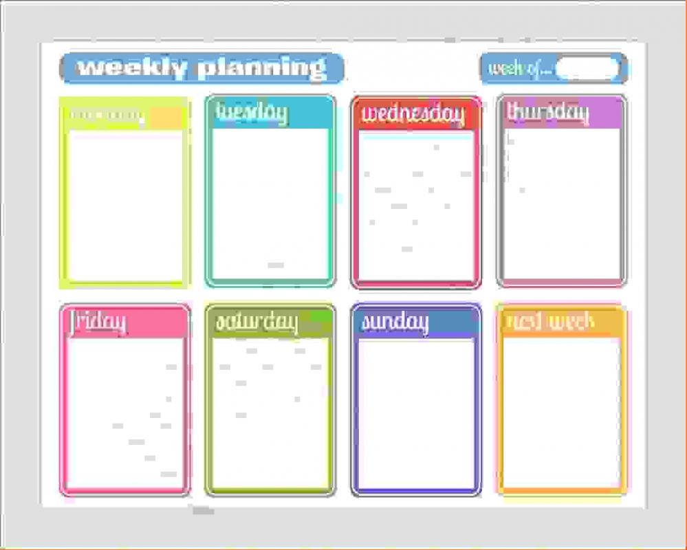 Weekly Schedule Template Free Printable Black And White