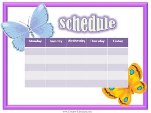 free weekly schedule template weekly calendars girls