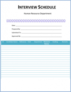 free work schedule template blank interview schedule template