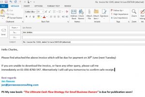 friendly reminder email chasing single invoice