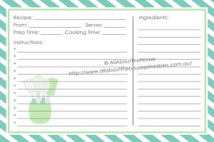 full page recipe template for word x recipe card style front