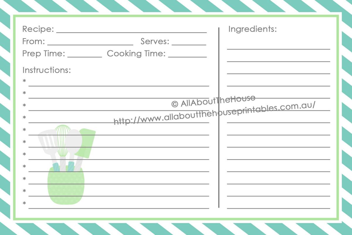 full page recipe template for word