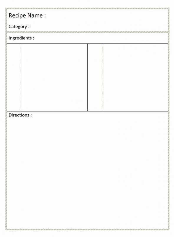 full page recipe template for word