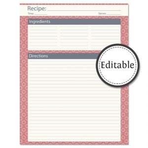 full page recipe template for word il xn pkf