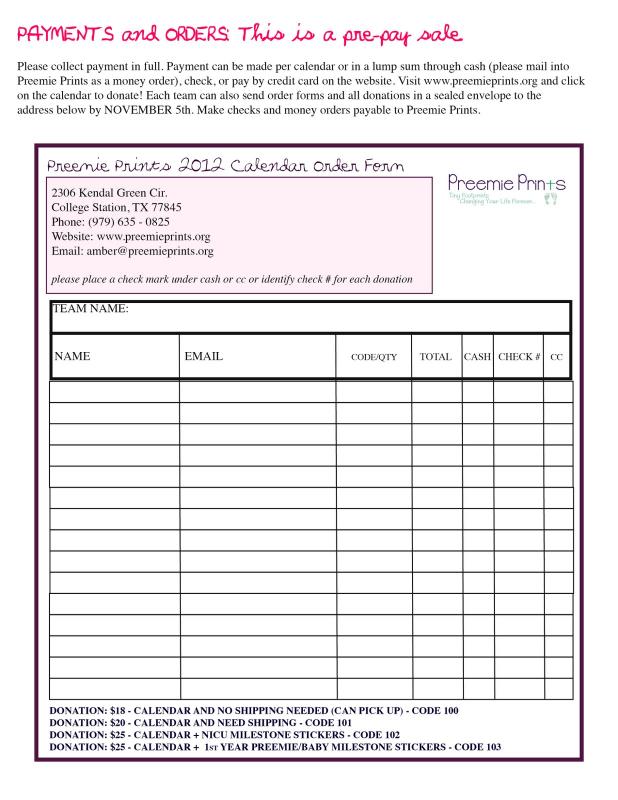 fundraiser order form template