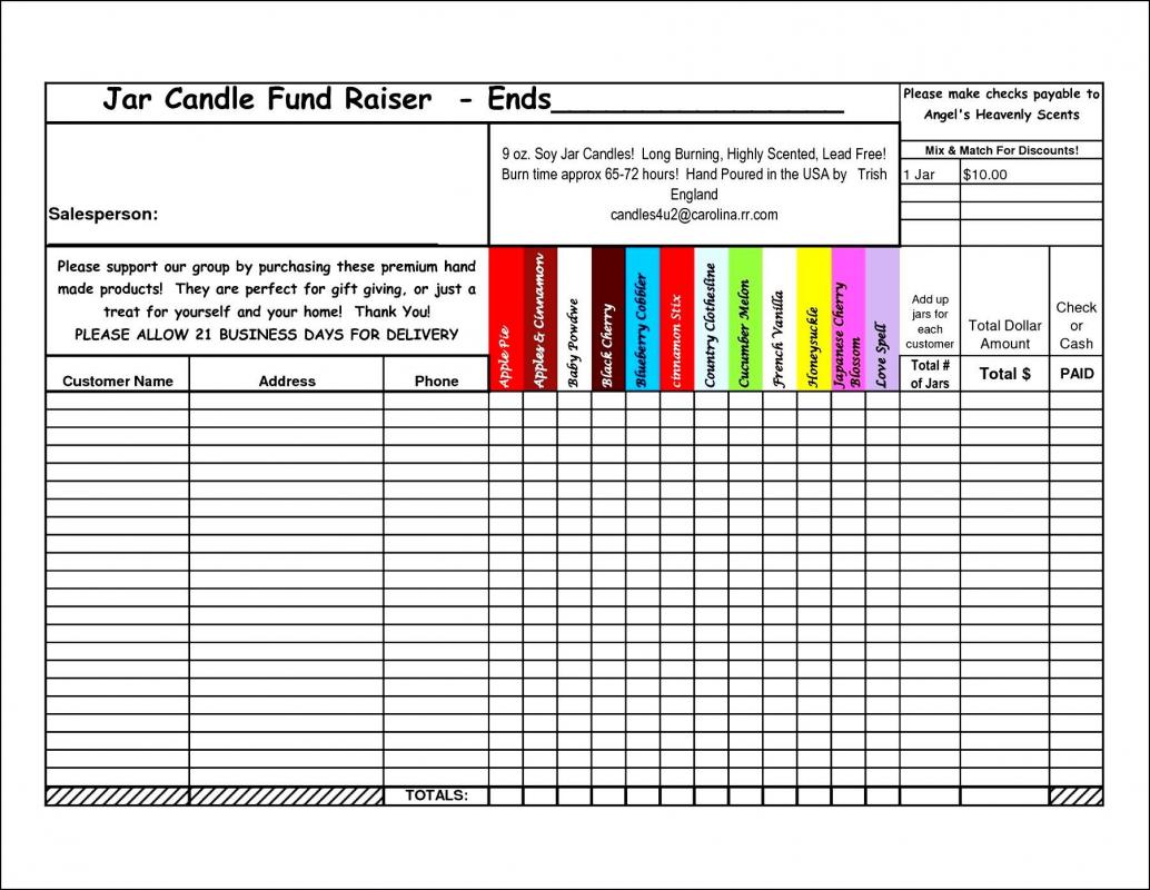 fundraiser order form template