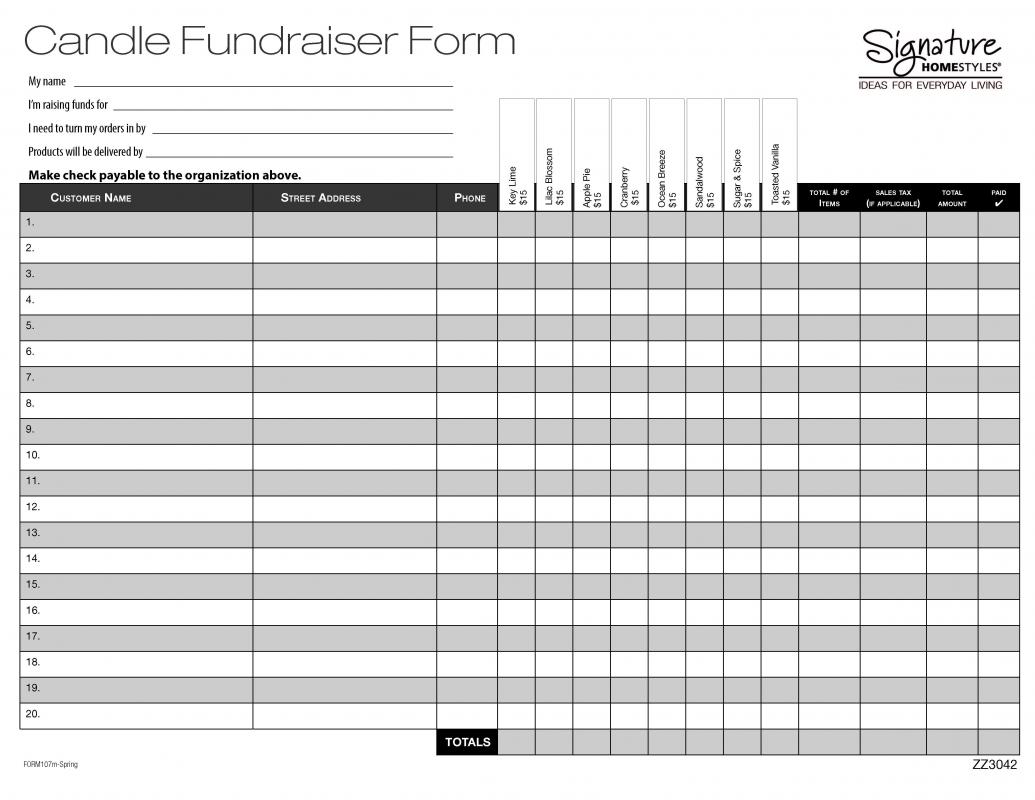 fundraiser order form template