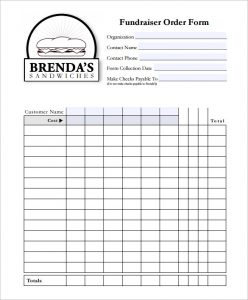 fundraiser order form template fundraiser order form template