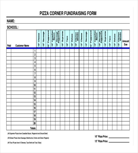 fundraiser order form template