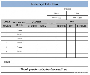 fundraising order form templates inventory order form